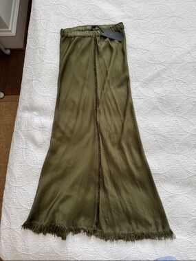 Gorgeous Jaga Olive Green Fringe Hem Maxi Skirt